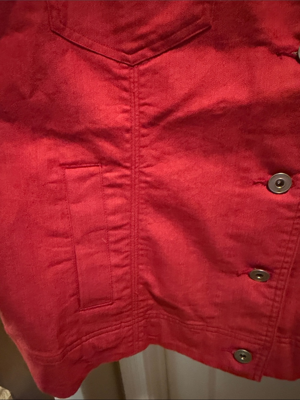 Christopher & Banks Red Button-Front Jean Jacket - Picture 5 of 7